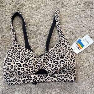Time and Tru Black and Cream Leopard Print Bralette